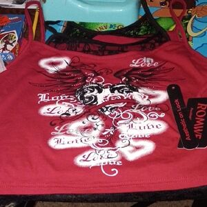 ROMWE Red Graphic Crop Top